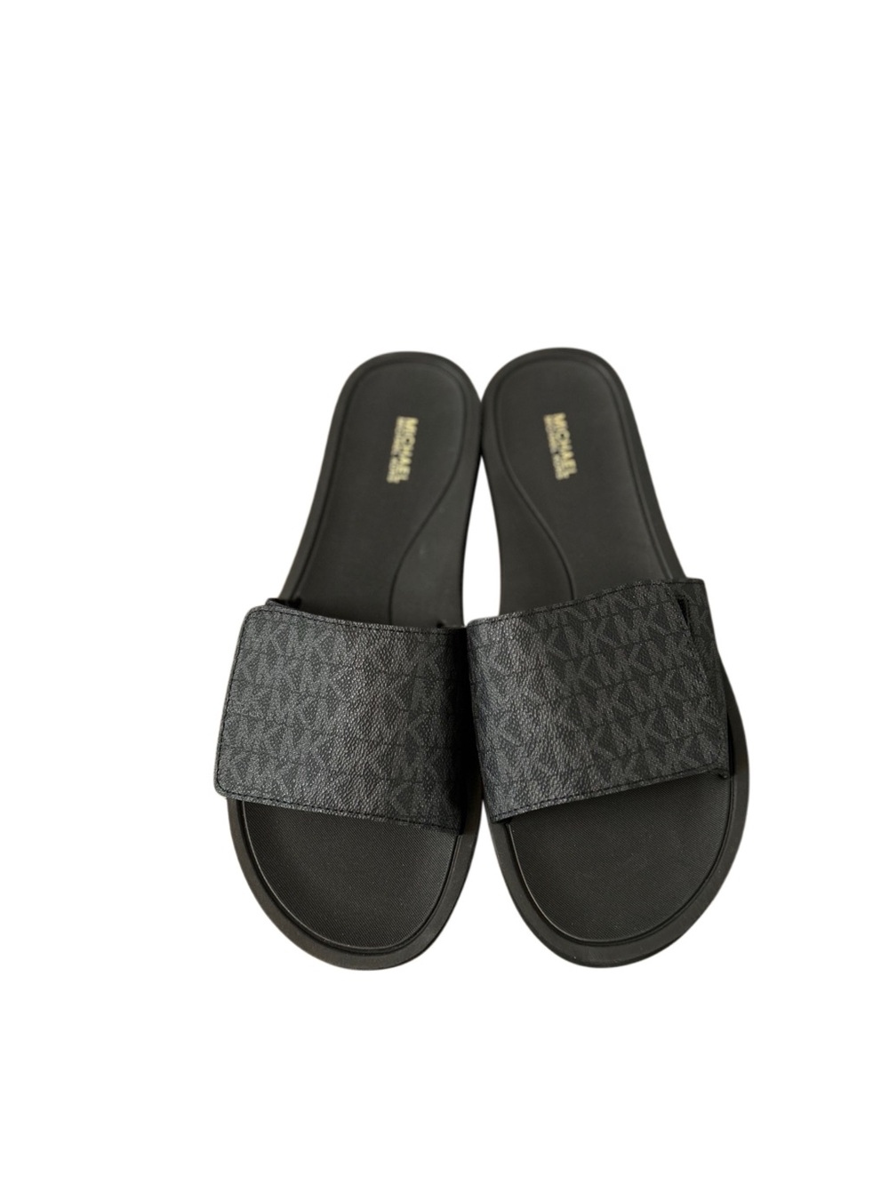 Michael Kors MK Logo Monogram Slides Black Sport Sandals
